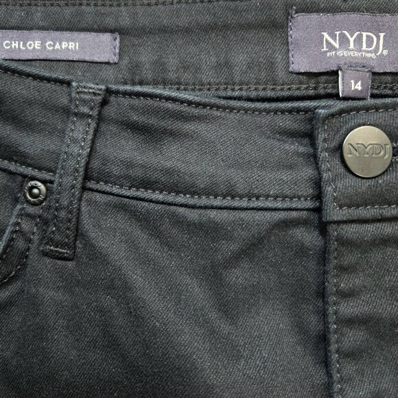 NYDJ Chloe Capri Black Jeans Raw Hem Lift Tuck Tummy Control - Picture 8 of 10